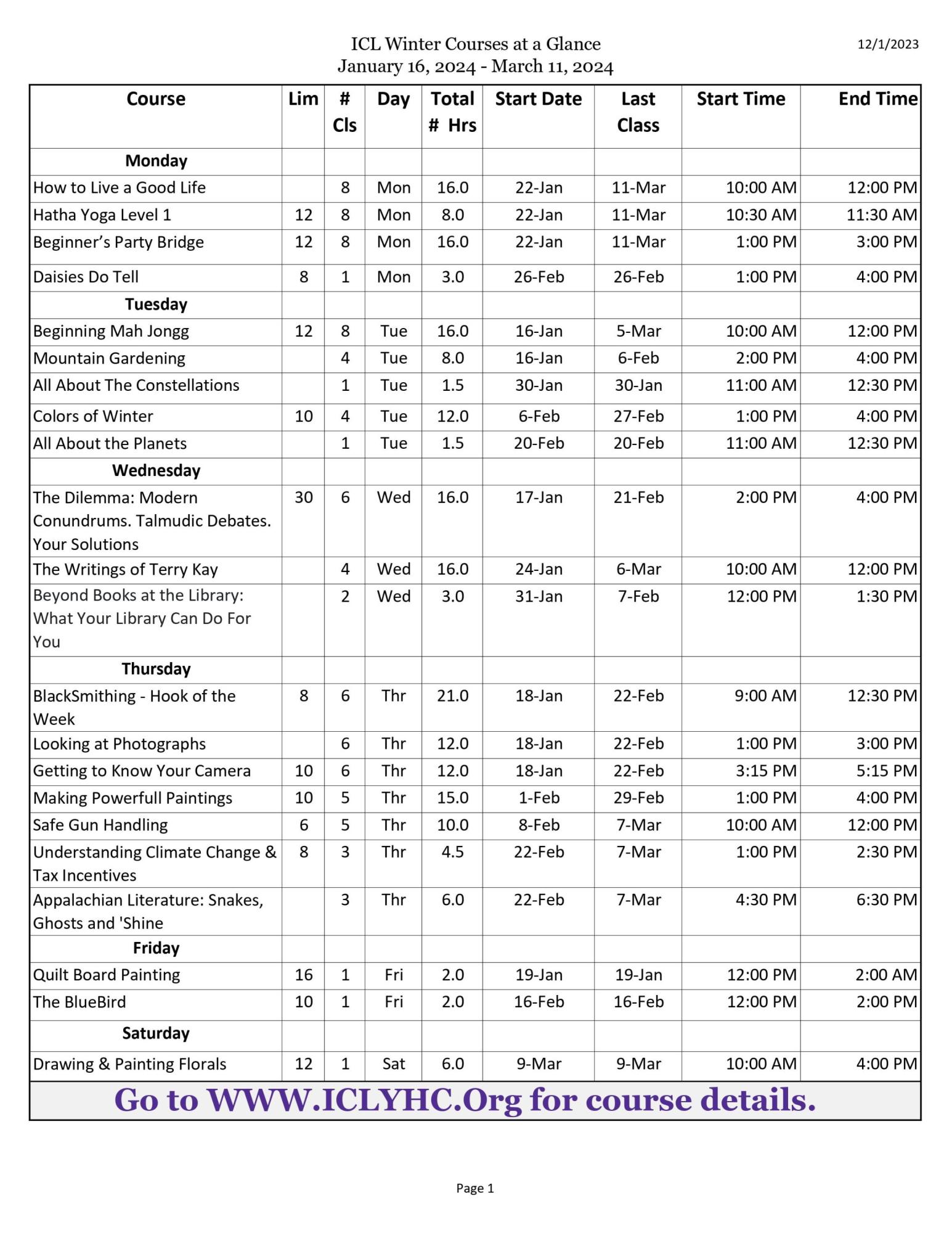 Winter Main Course ICL Winter Course Registrations | Clay County Chamber of Commerce