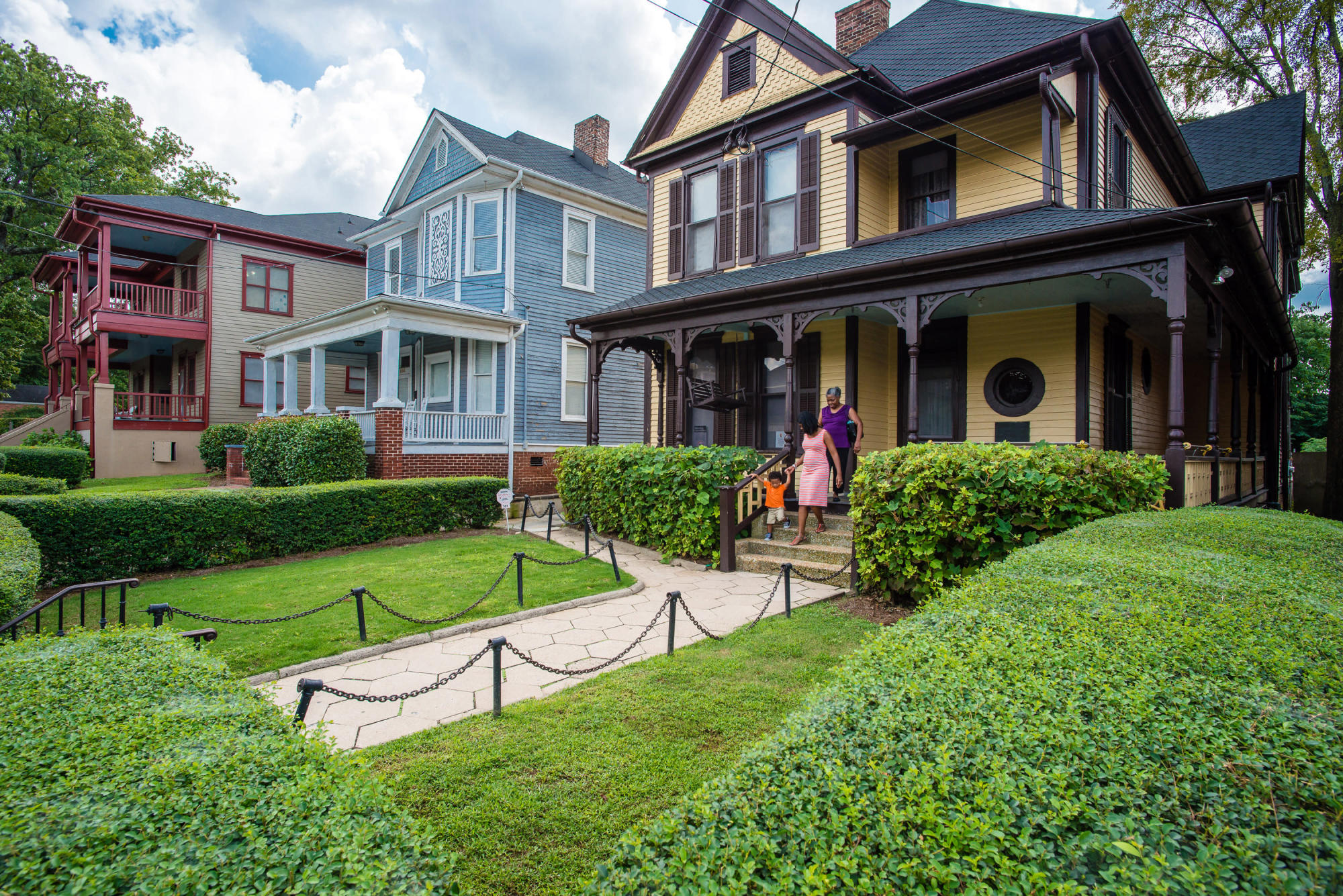 three historic homes in Atlanta, GA, home on right is Martin Luther King, Jr.'s birthplace