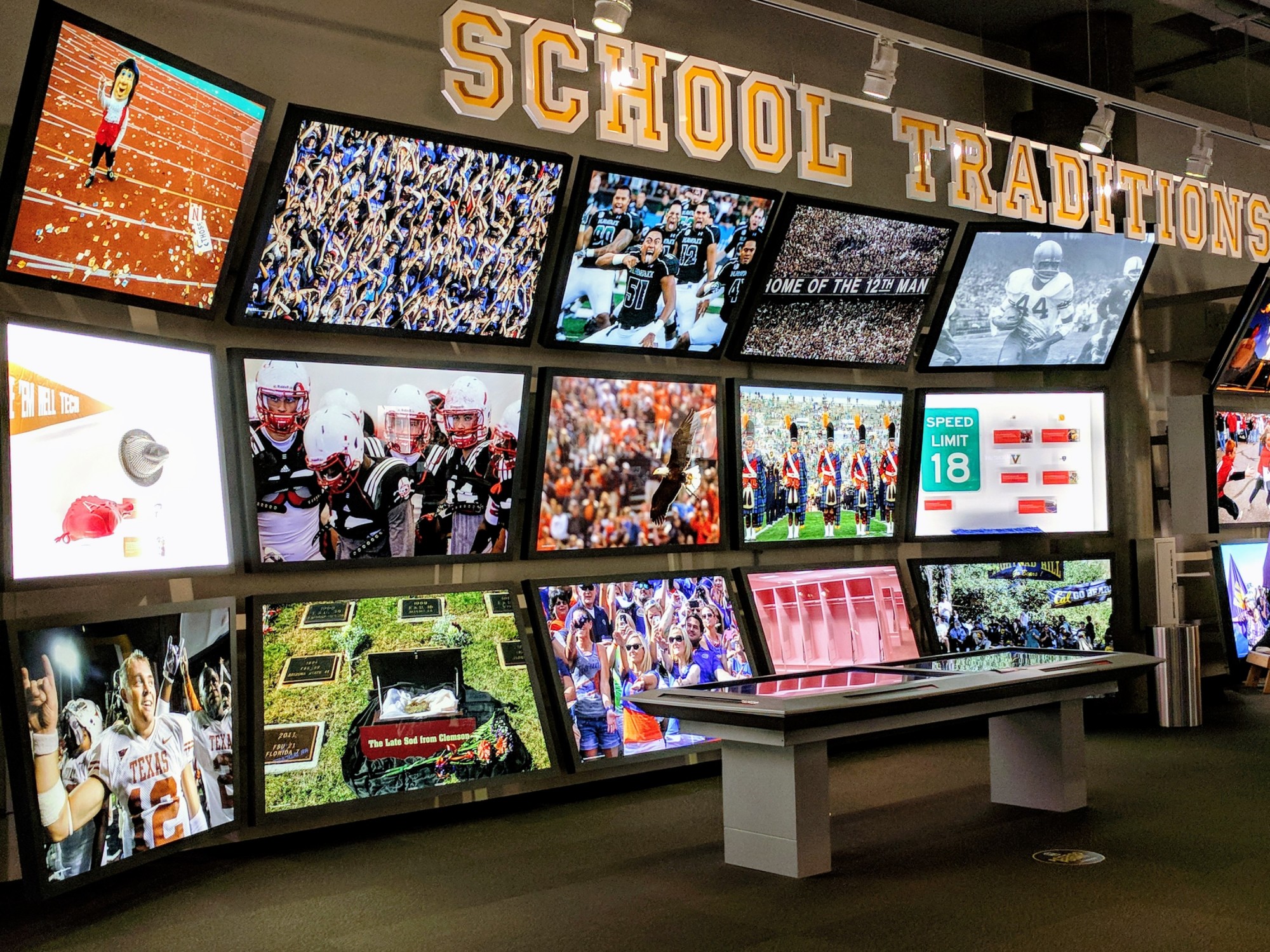 College Football Hall of Fame exhibit for school traditions