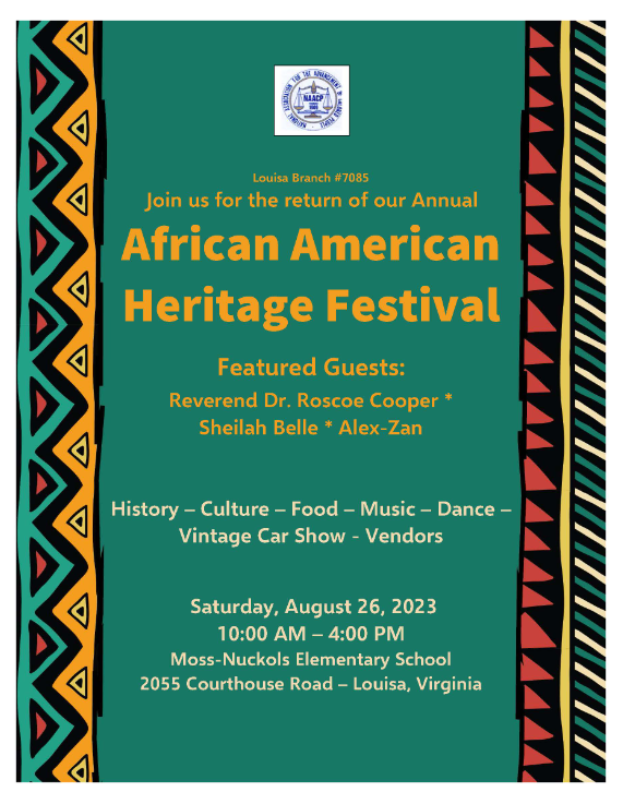 African American Heritage Festival Louisa County Chamber of Commerce