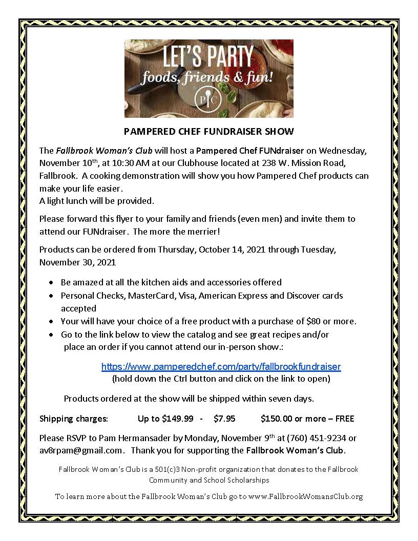 Pampered Chef Fundraiser Fallbrook Chamber Of Commerce