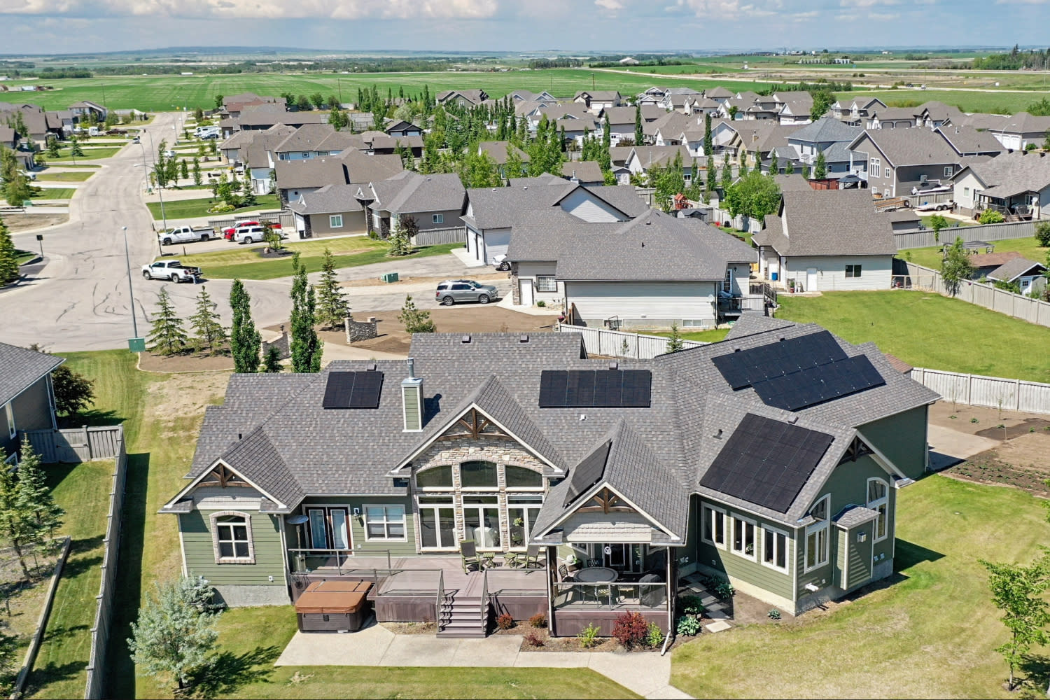 Roof-mounted solar panels installed on a home in Grande Prairie, Alberta by Empower Energy