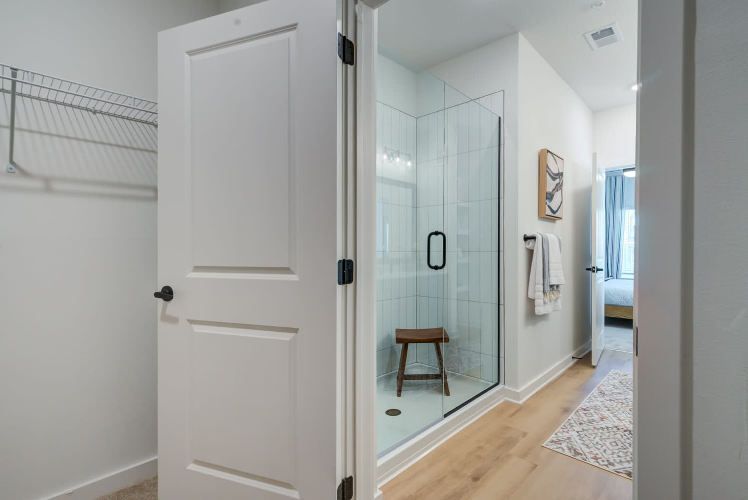 Spacious closet and bathroom