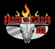 Savor the Flavor logo with skull of a bull and flames