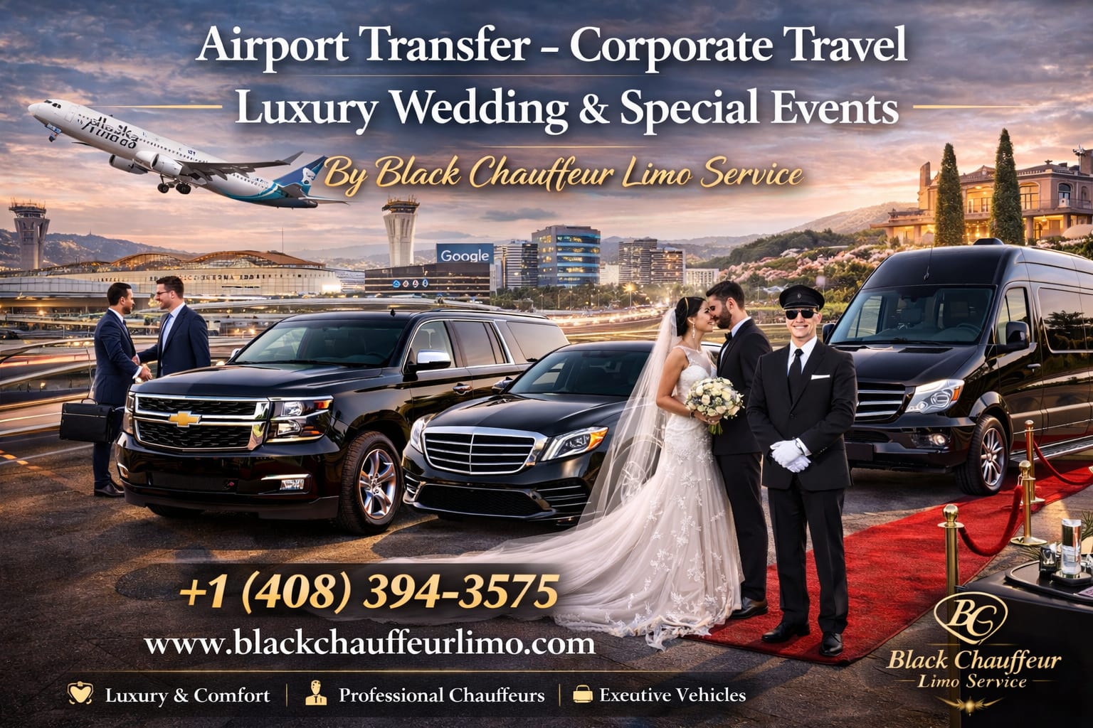 SFO SJC Airport Transfers - Corporate Travel by Black Chauffeur Limo Service