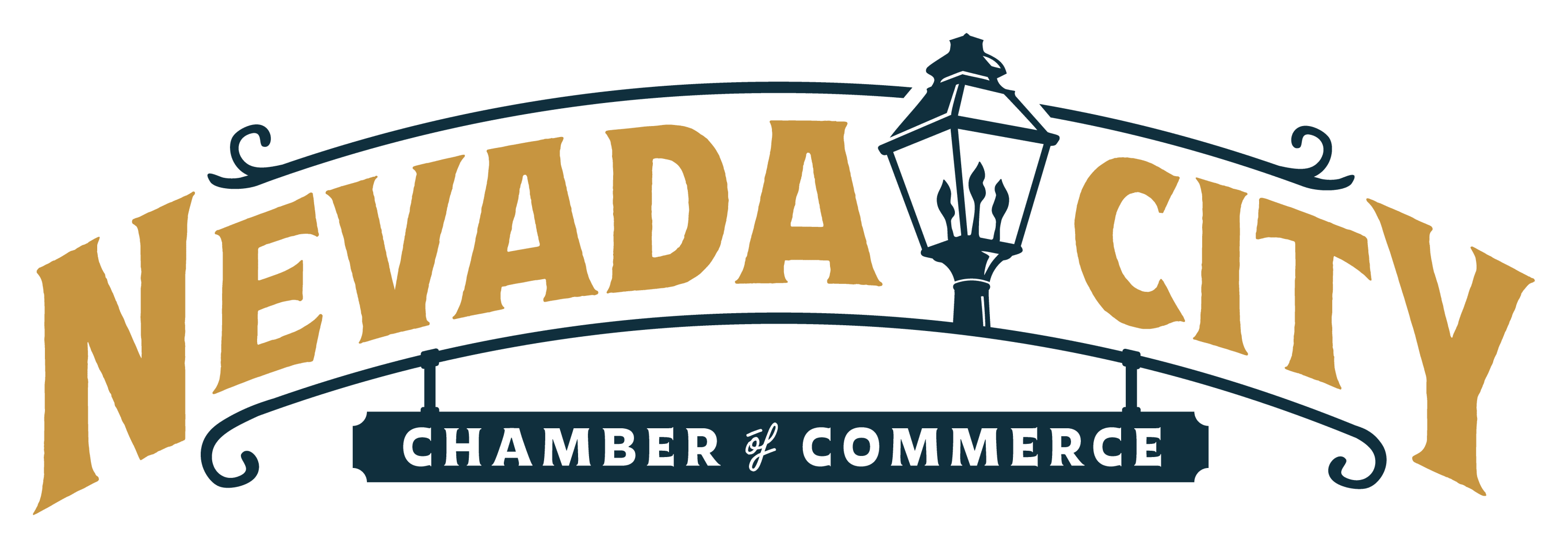 Nevada City Chamber of Commerce logo with gas lamp post