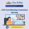 Graphic promoting a GWI Coordinating Committee Meeting, featuring CFUW and Graduate Women International logos, a virtual Zoom