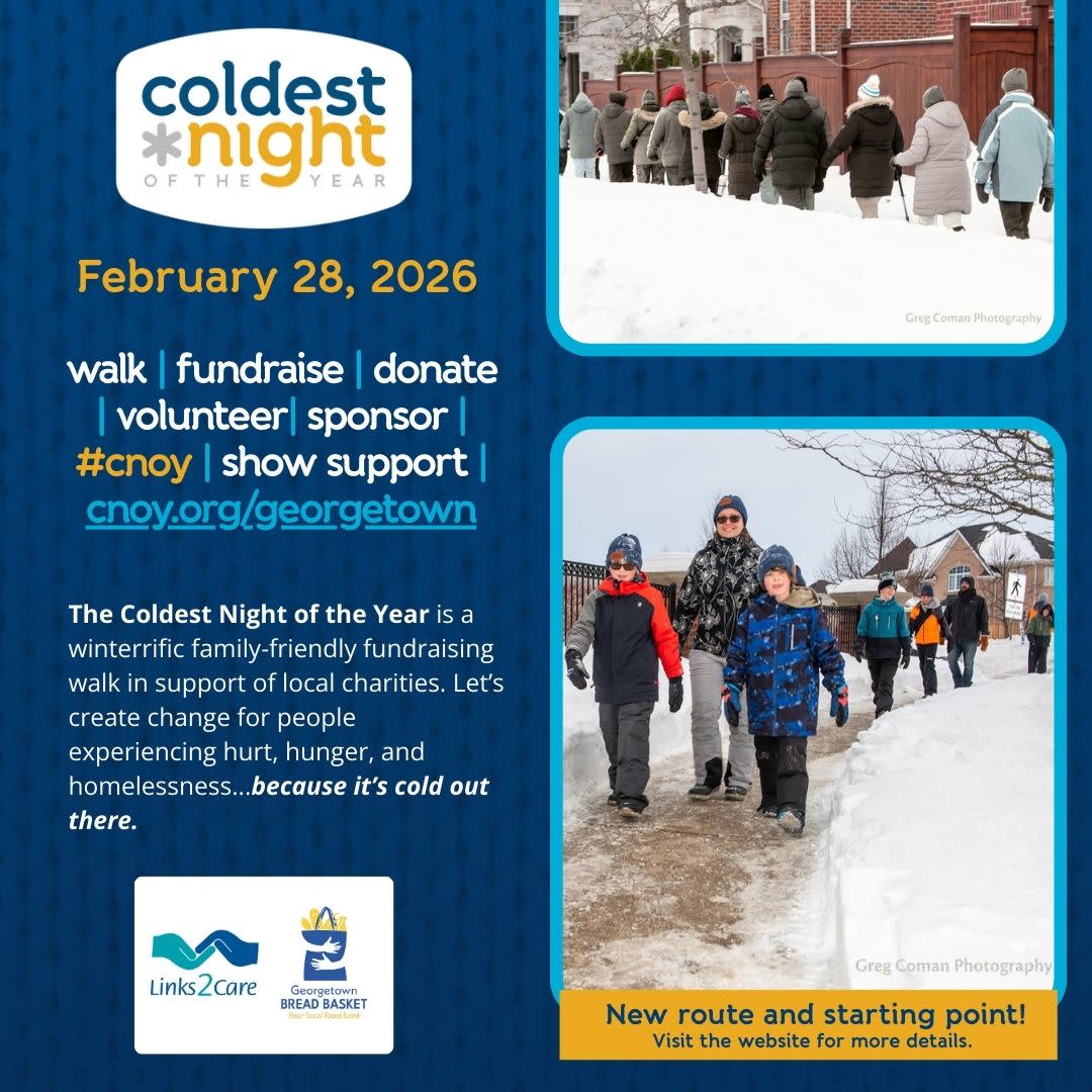 Coldest Night of the Year community walk February 28, 2026 Georgetown, Ontario