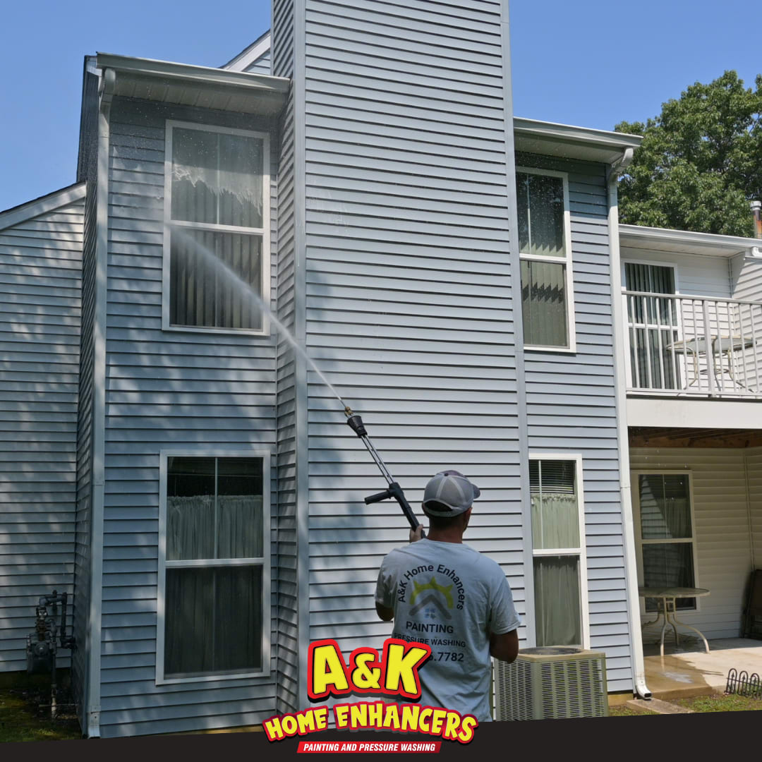 Commercial pressure washing of a multi-unit apartment building in New Jersey