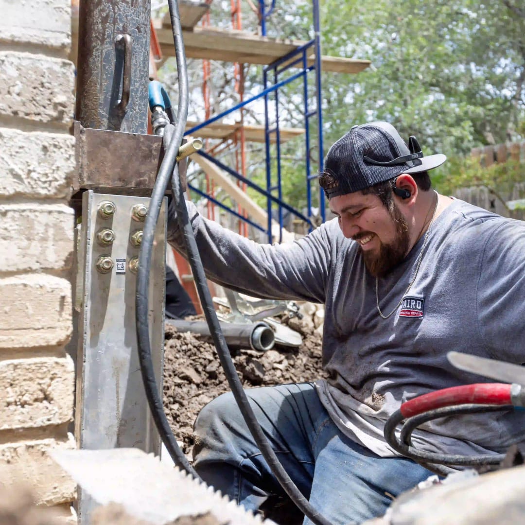 San Antonio Foundation Repair Foreman Installing Push Piers Under Home
