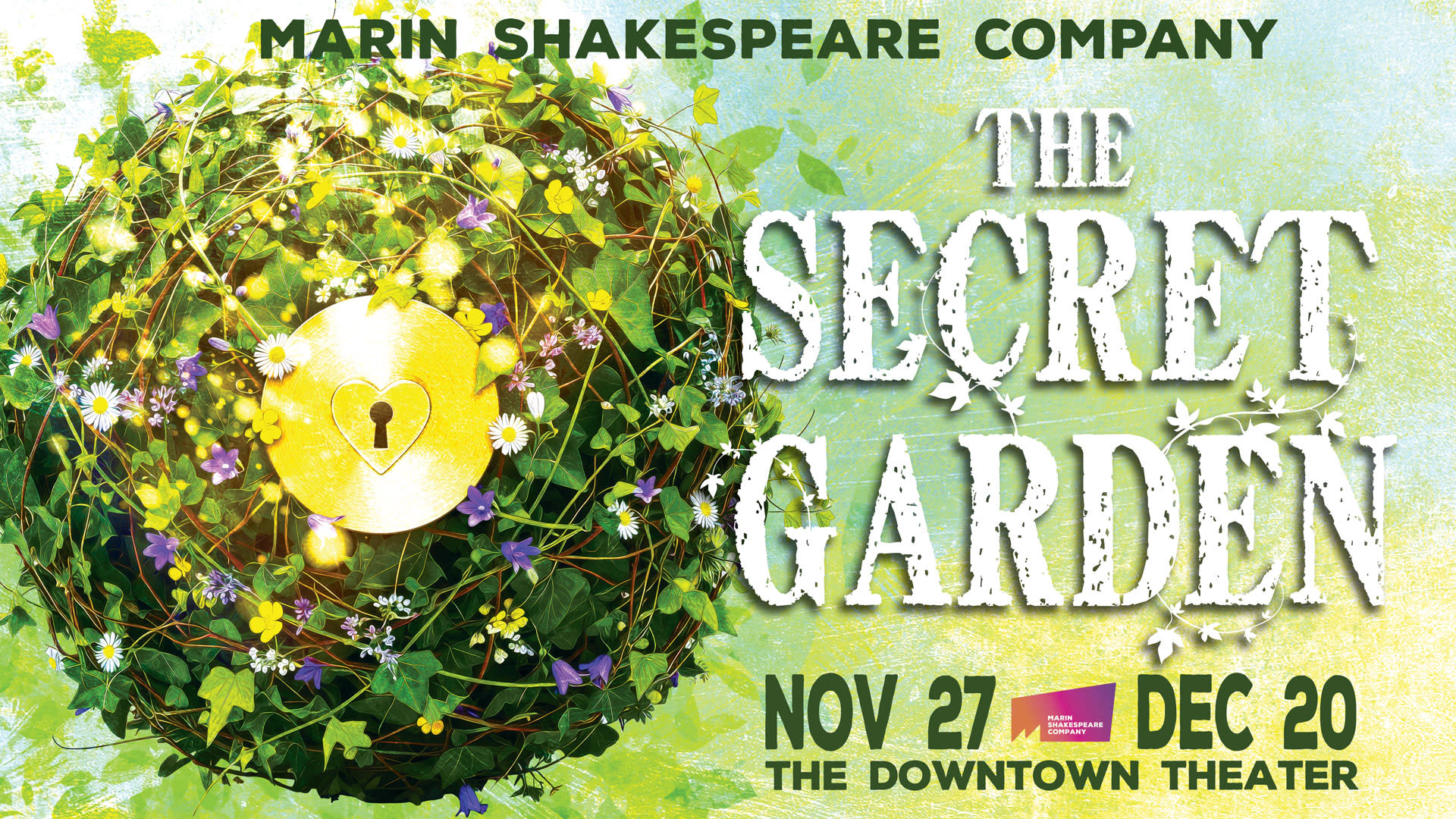 The Secret Garden banner shows a golden heart-shaped garden lock surrounded by green leaves and flowers. Text reads Marin Sha