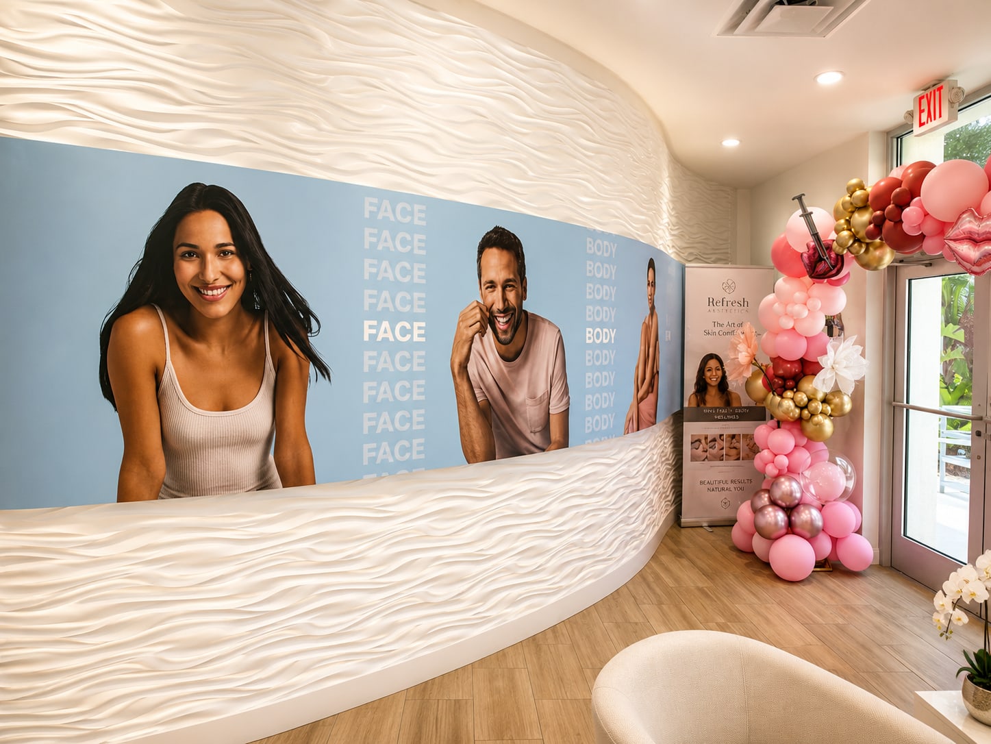 Reception area inside Refresh - Aesthetics & Wellness in St. Pete, Florida