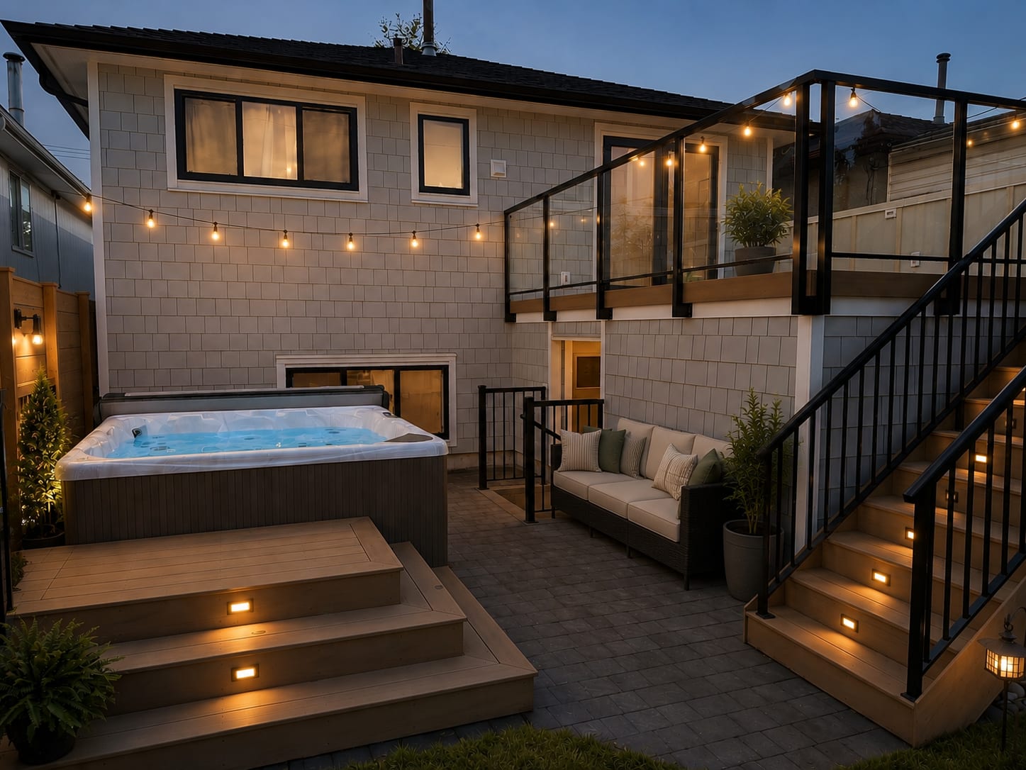 Outdoor Living Space with deck and hottub