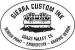 Sierra Custom Ink logo, Grass Valley, Screen Print- Embroidery- Graphic Design, B & W with a crypt and skeleton hands on top