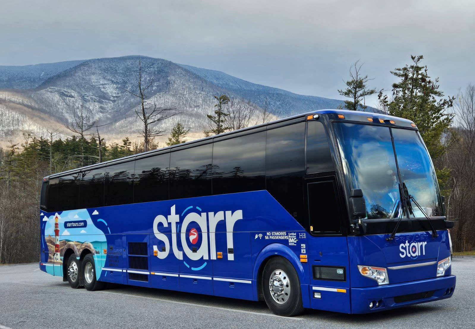 Starr Bus Charter & Tours Motorcoach in Scenic Vermont Mountains
