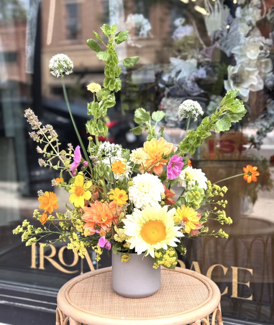 Bright floral pick up arrangement.