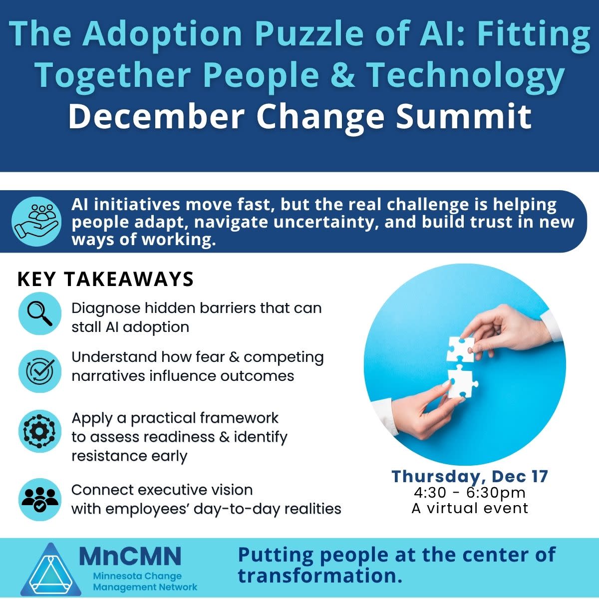 A graphic outlining the details of the December Change Summit