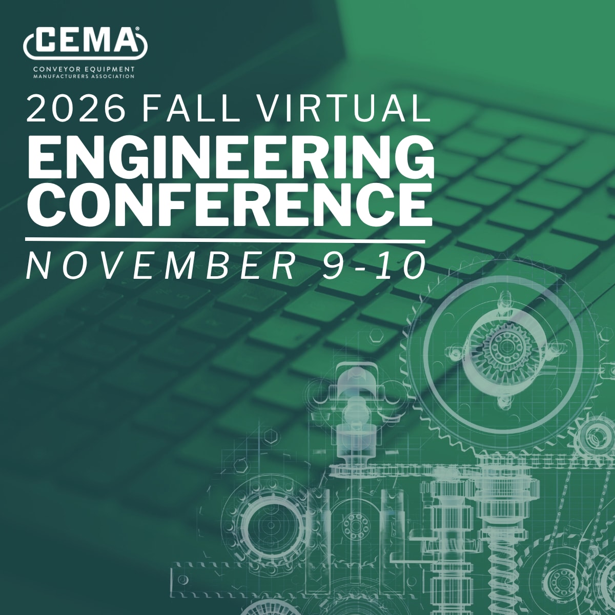 male hand on a laptop keyboard with CEMA logo