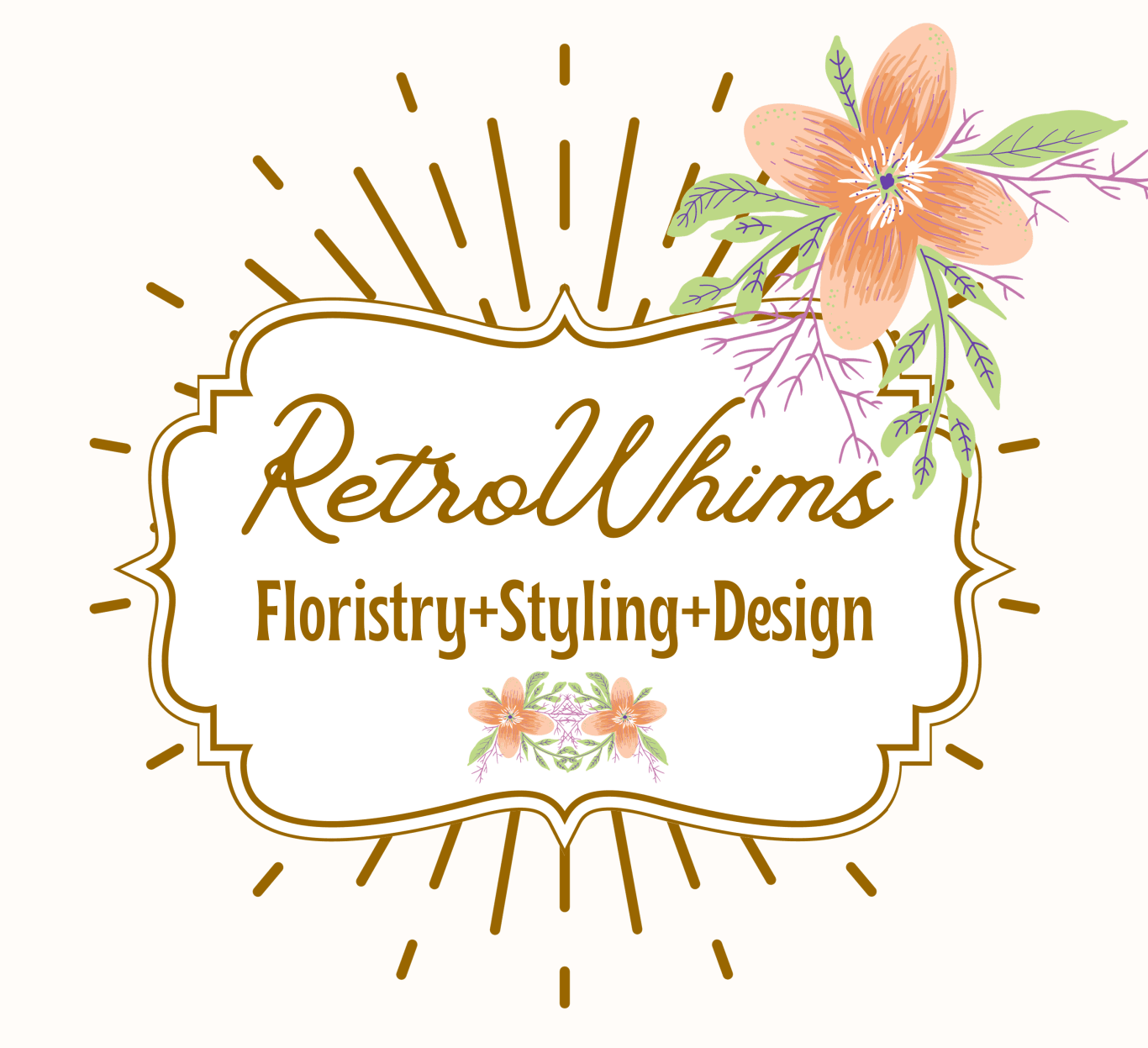 RetroWhims floral design studio logo, Cashiers, NC florist
