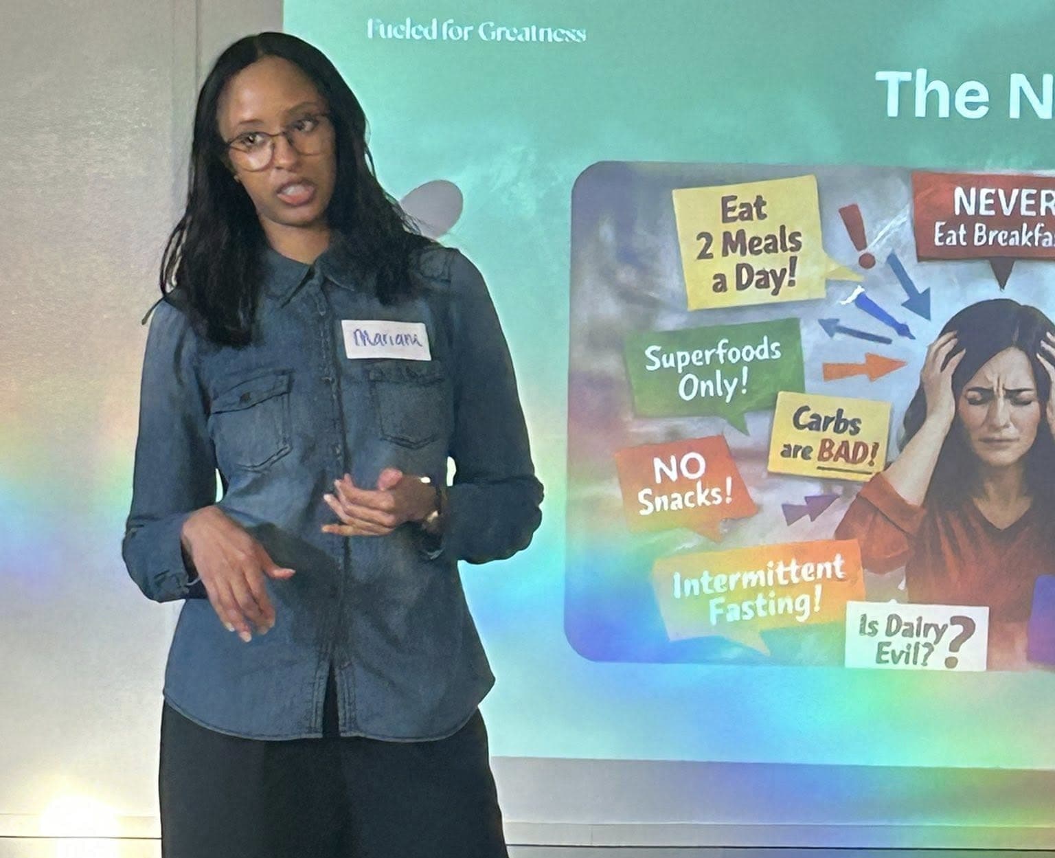 Mariam Farah licensed pharmacist and health and wellness coach, delivering an evidence-based nutrition present