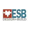 ESB Design+Build logo with copper square puzzle piece cutout and teal ESB