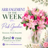 Pink Garden arrangement with pink lilies and roses by Floral Casa in Coppell, TX.