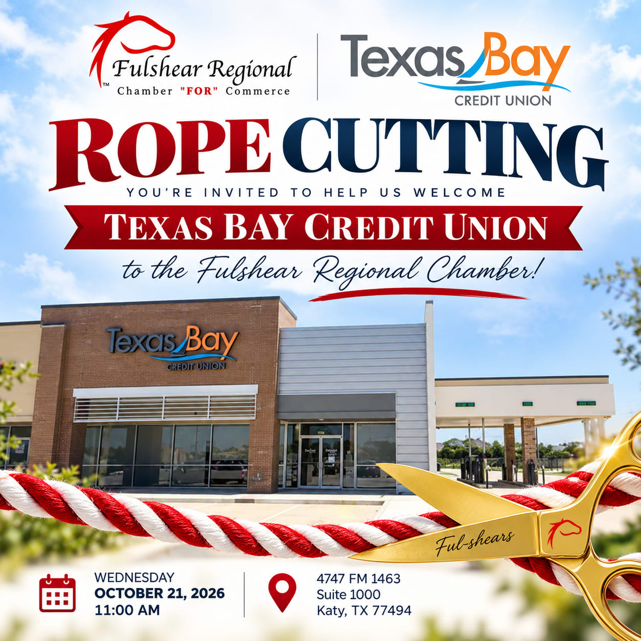 Rope Cutting at Texas Bay Credit Union