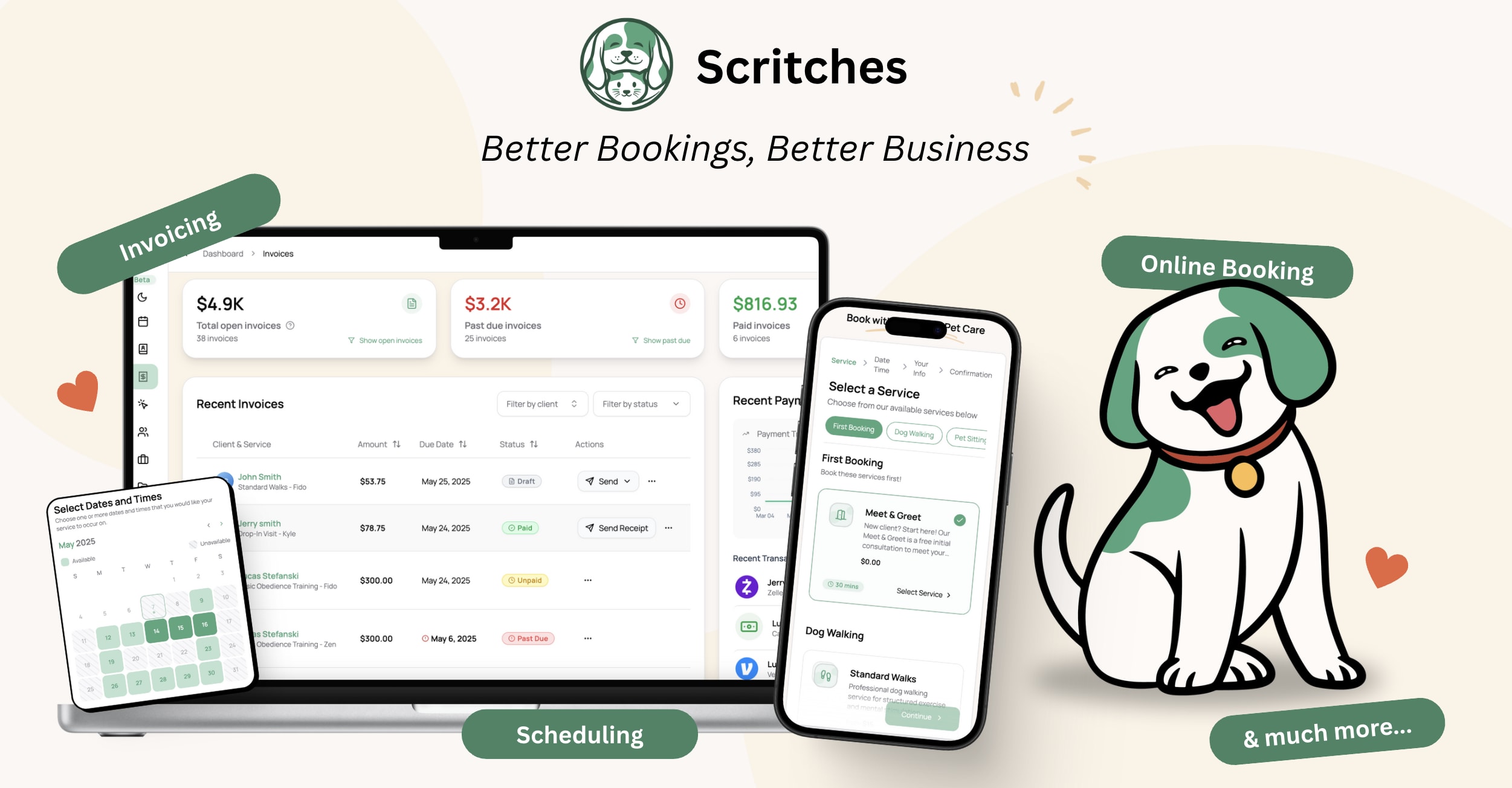Scritches makes it easy to manage your pet care business