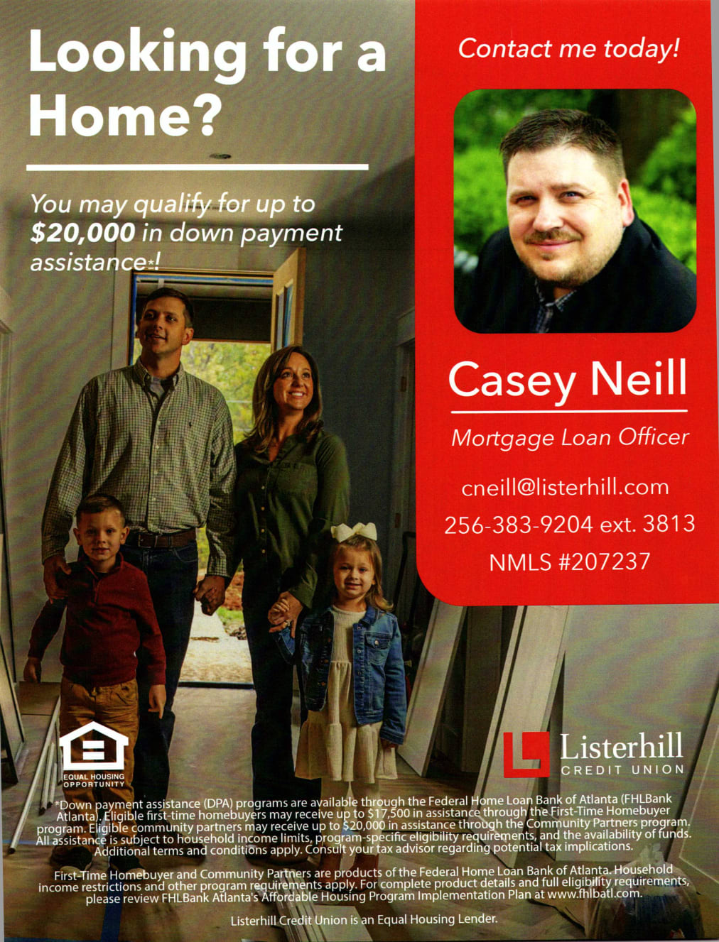 Listerhill Flyer featuring Casey Neill 256.383.9204 ext 3813