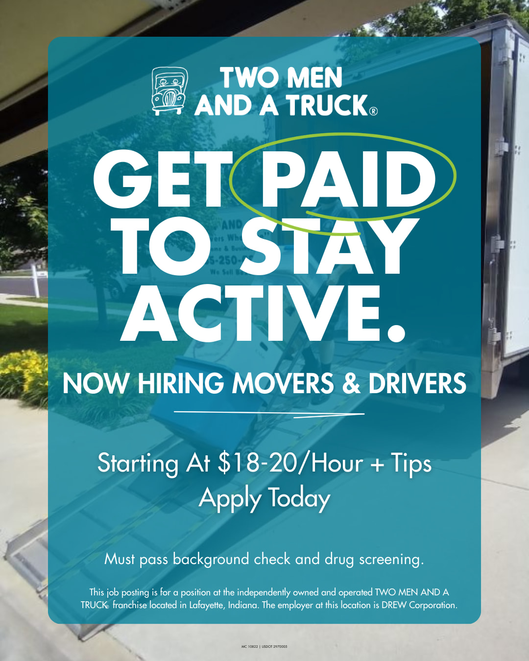 TWO MEN AND A TRUCK hiring Drivers and Movers