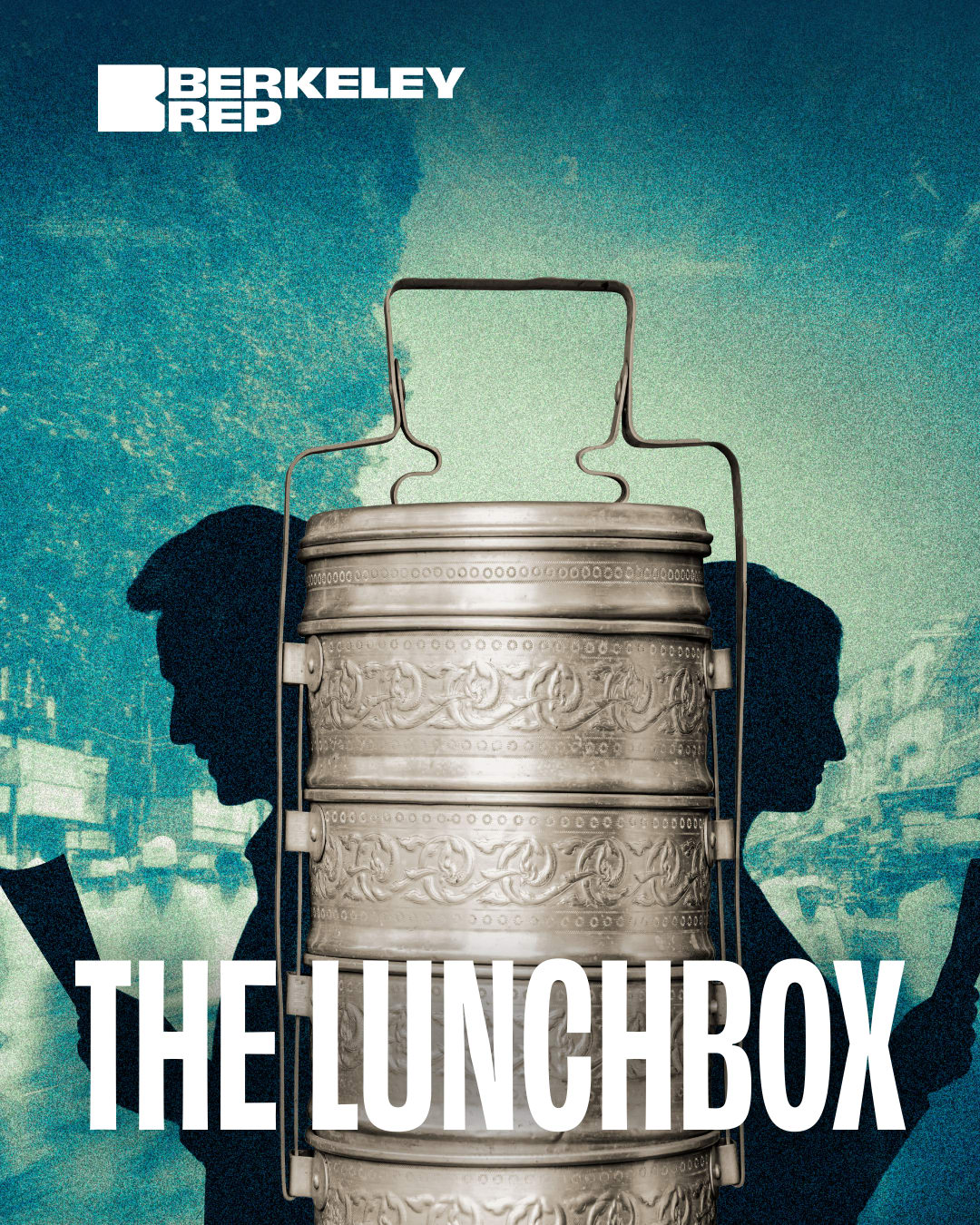 silhouette of two people with a tiffin