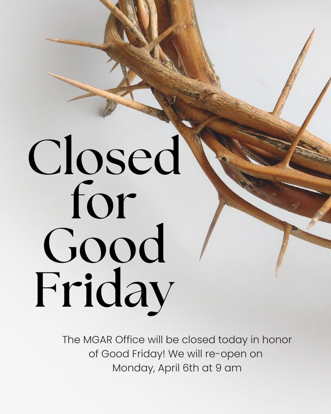 Office Closed for Good Friday