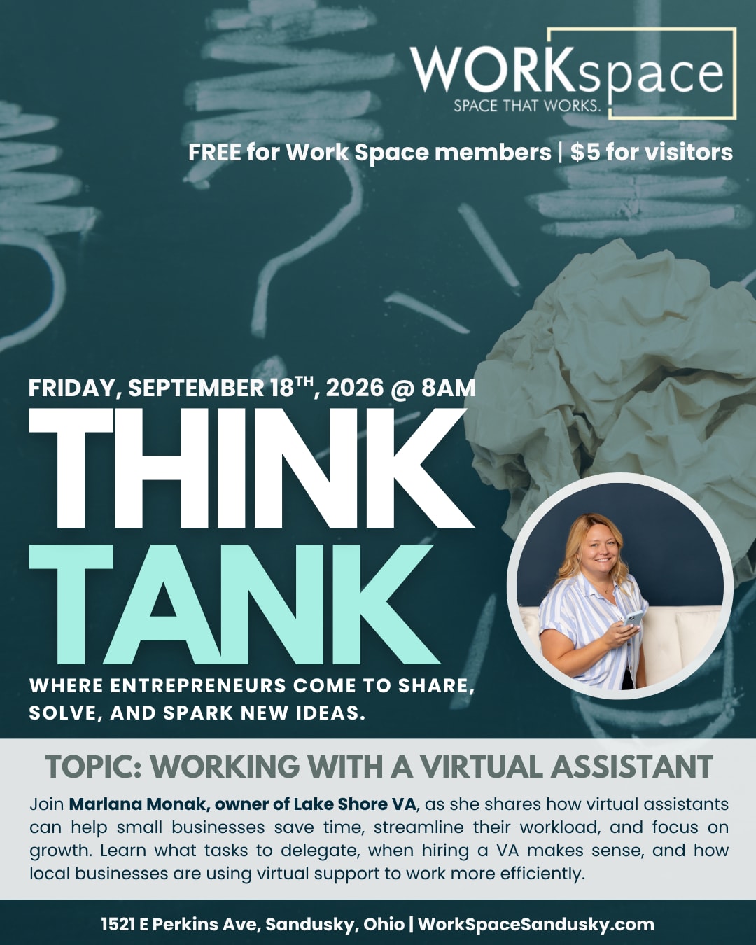 Virtual Assistant Services Session at Coworking Space in Sandusky, Ohio