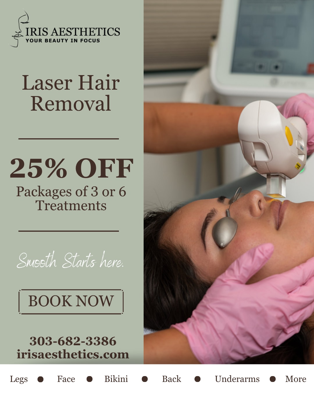 woman getting laser hair removal on her face