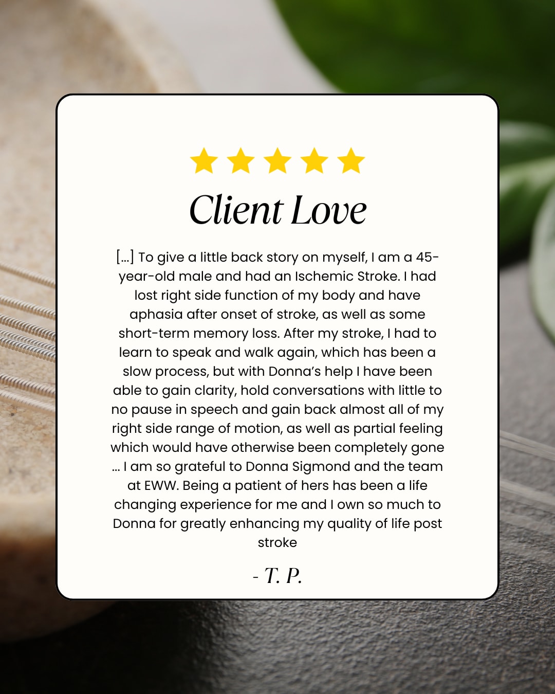 Client Testimonial East West Wellness