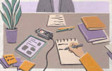 Interview scene - desk with materials
