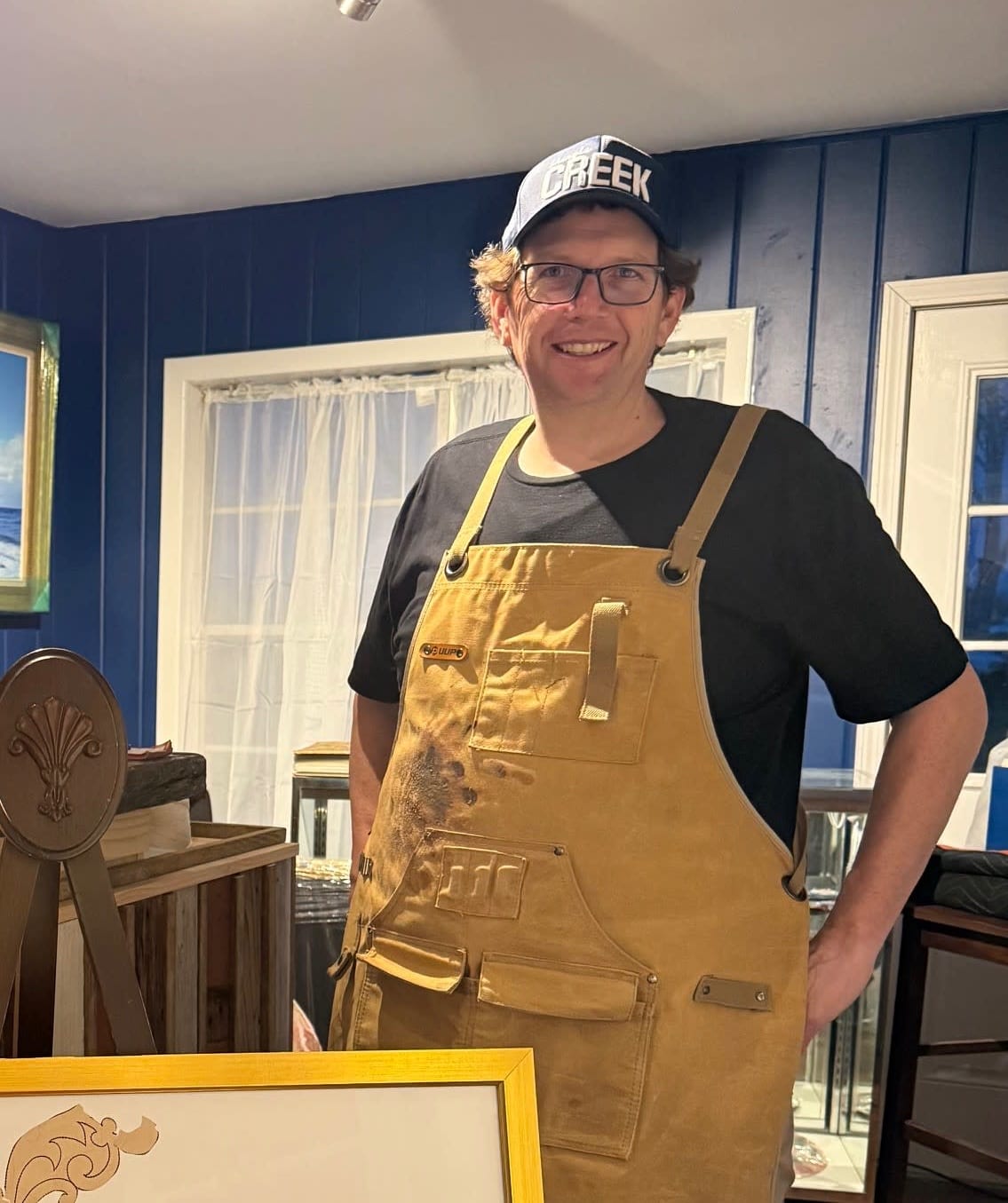 Charlie after finishing a frame up.