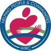 A heart inside of a circle. The text reads "Helping people and communities. WIRC."