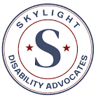 Skylight Social Security Disability Advocates logo with a circle, an "S" in the center with two red stars on each side