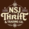 NSJ Thrift & Trading Co. logo with a compass and groovy lettering