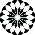 Root & Stem logo- black and white concentric lines into petal shapes
