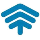 Sierra Nevada Memorial Hospital Foundation logo, blue graphic arrow with repeating inverted "V's