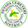 Nevada Cemetery District for Nevada County Historical Cemeteries logo encircled with shapes of CA state and Nevada County