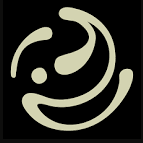 Gemini Yoga logo- dot with moving lines to form an abstraction