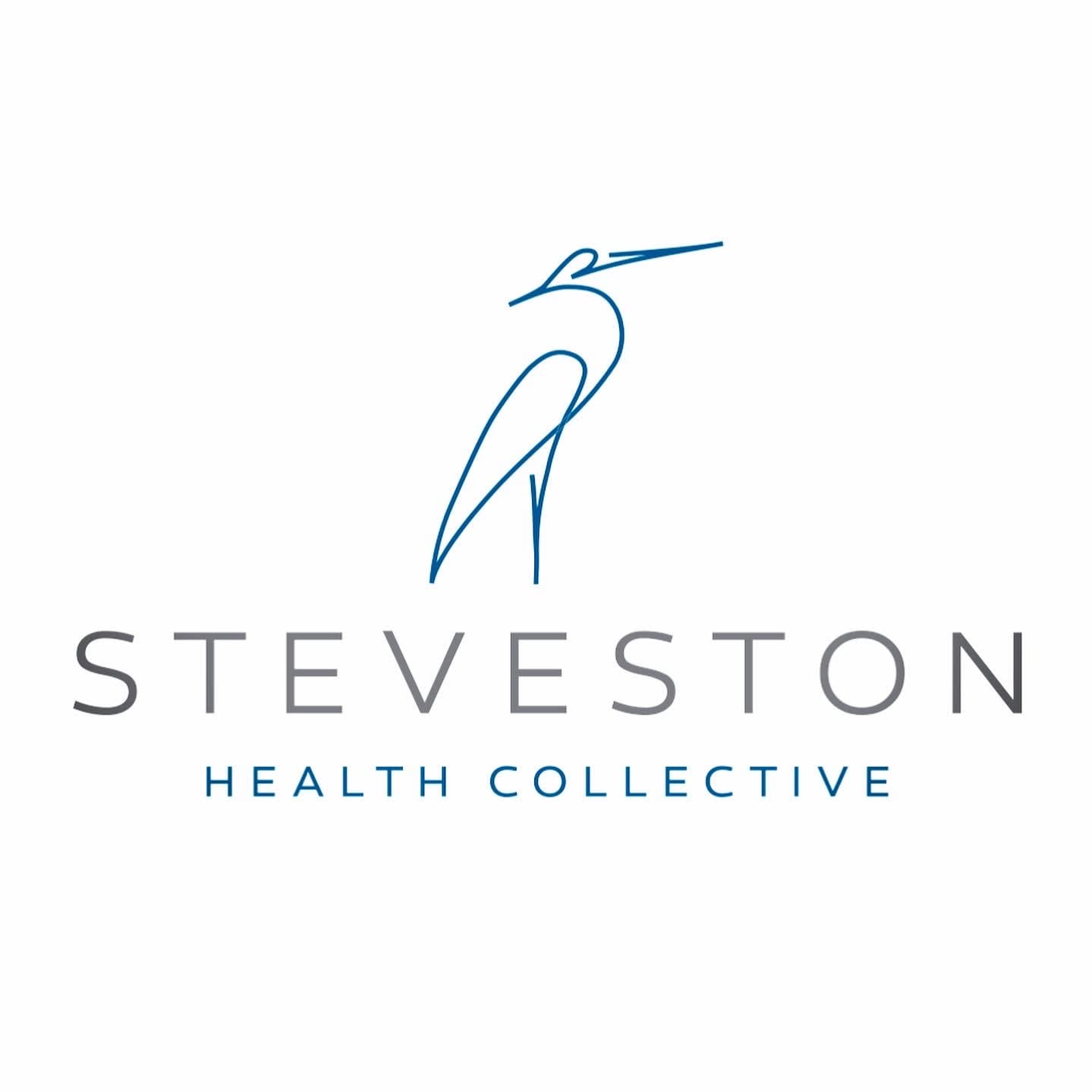 single line drawing of a heron with Steveston Health Collective in writing below