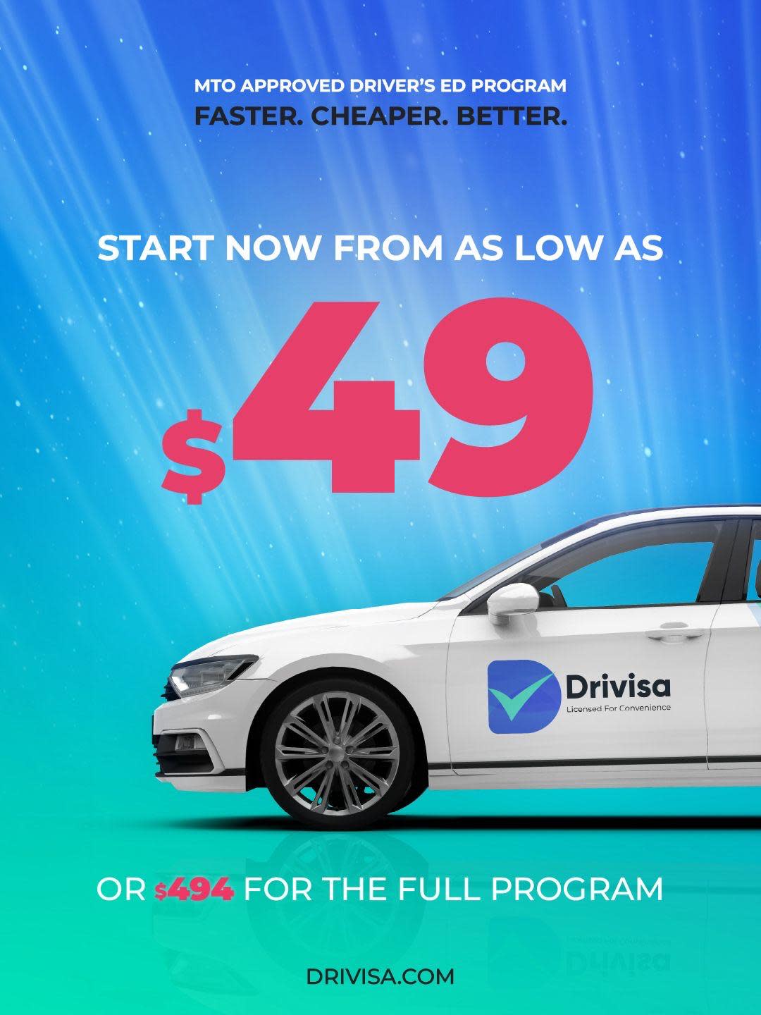 Drivisa's Driver's Education course (MTO-Approved)
