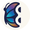 Eighth Square Studio photography brand logo with abstract butterfly wing in blue, teal, violet, and gold.