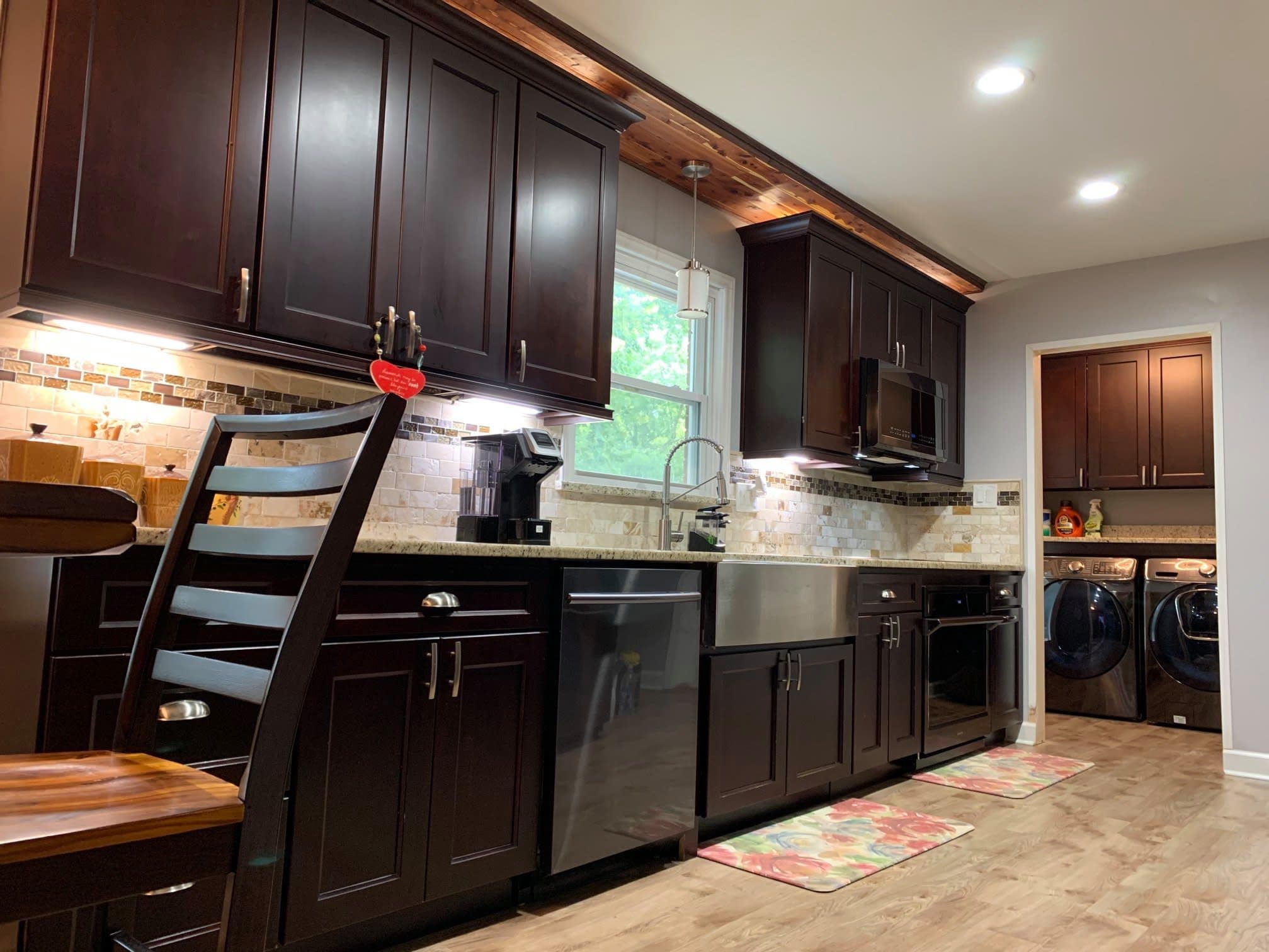 New kitchen cabinets, flooring, and countertop