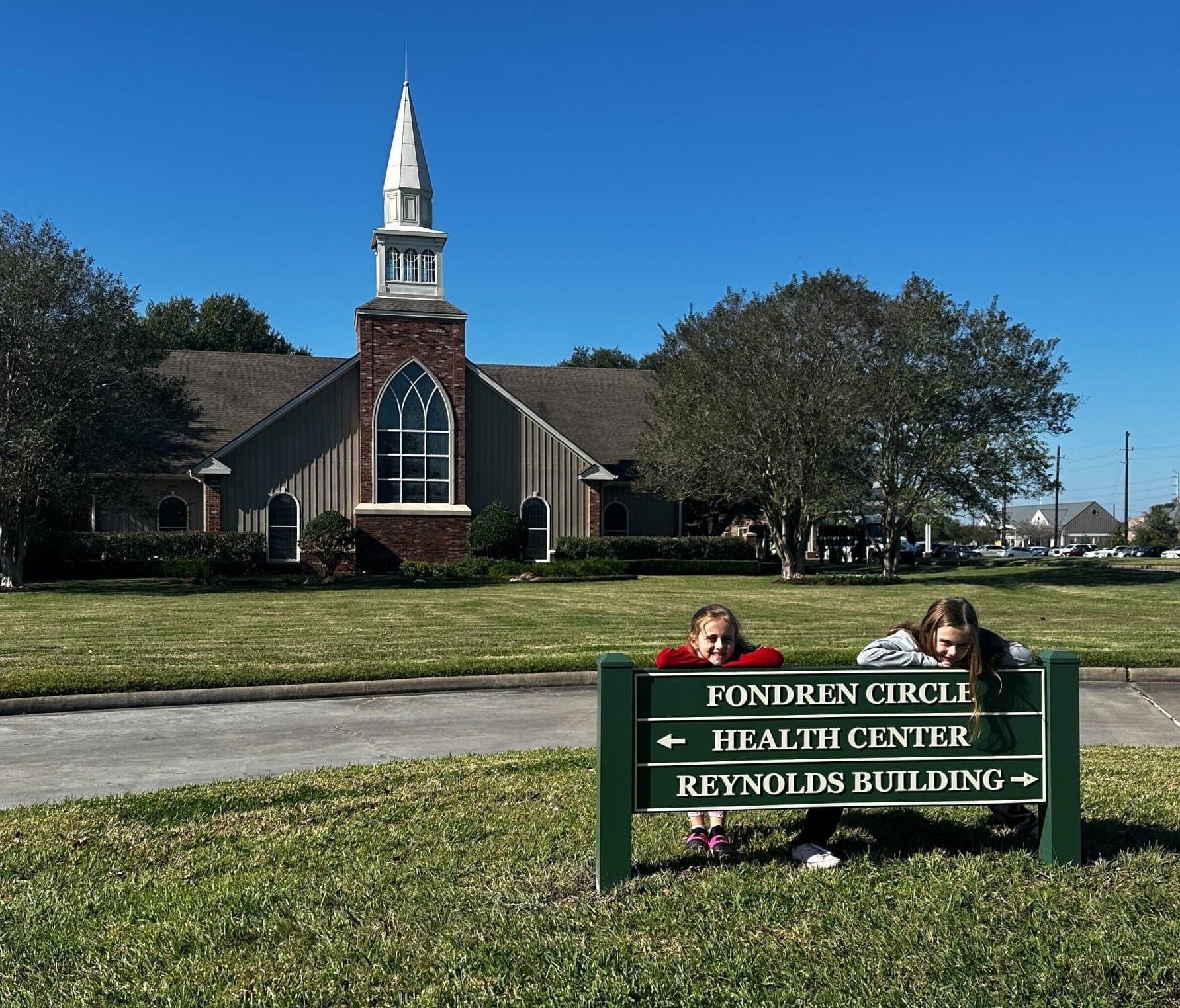 Directional ground signs at Brookwood Community