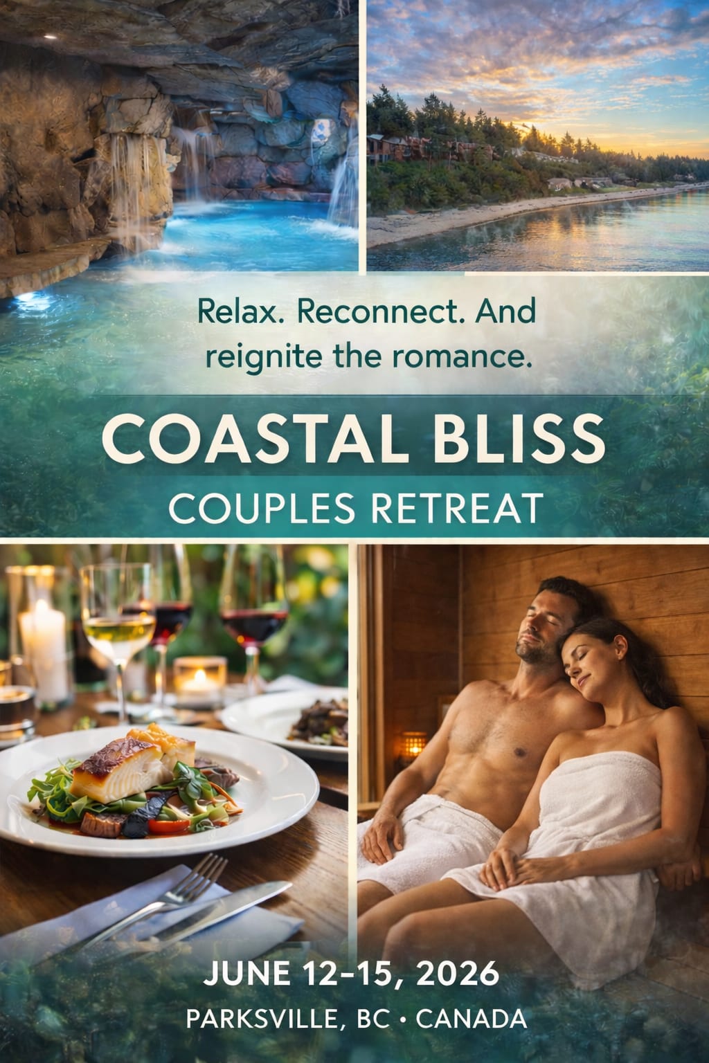 Poster flyer for Couples Luxury Retreat on June 12-15